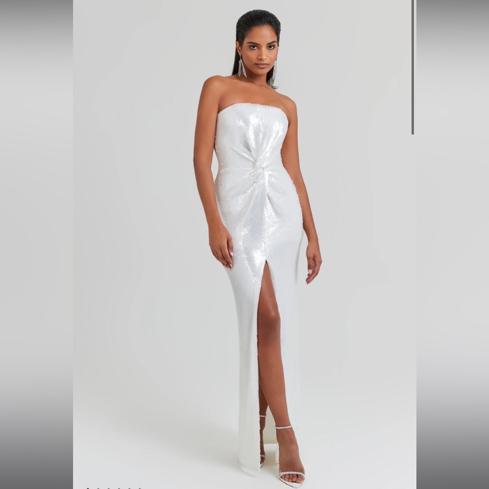 Nadine Merabi White Sequin Dress